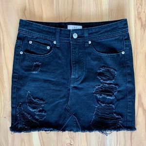 Distressed Denim Skirt